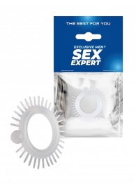 Эластичное эрекционное кольцо с шипиками и шариком - Sex Expert - в Димитровграде купить с доставкой