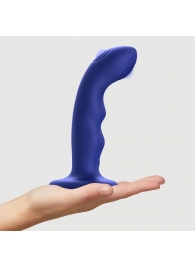Синяя насадка-стимулятор Strap-On-Me Tapping Dildo Wave - Strap-on-me - купить с доставкой в Димитровграде
