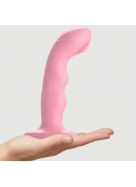 Розовая насадка-стимулятор Strap-On-Me Tapping Dildo Wave - Strap-on-me - купить с доставкой в Димитровграде