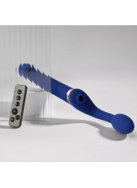 Синий безремневой страпон Multi Orgasm Bendable Strap-On size XL с клиторальной стимуляцией - Strap-on-me - купить с доставкой в Димитровграде