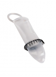 Закрытая насадка на пенис с подхватом мошонки и стимулирующими «ресничками» - Sextaz - в Димитровграде купить с доставкой