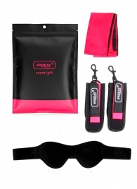 Черно-розовый эротический набор: маска, наручники и повязка - Erokay - купить с доставкой в Димитровграде