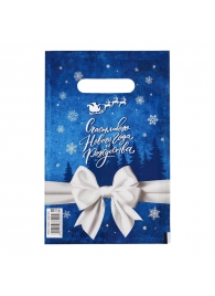 Сине-белый подарочный новогодний пакет с вырубной ручкой (20х30 см) - Сима-Ленд - купить с доставкой в Димитровграде