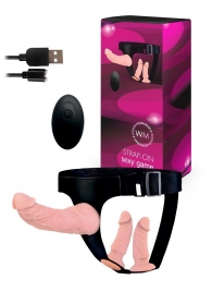 Женский страпон с 3 насадками и вибрацией - Erowoman-Eroman - купить с доставкой в Димитровграде