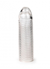 Прозрачная закрытая насадка на пенис с ребрышками - 16 см. - Sex Expert - в Димитровграде купить с доставкой