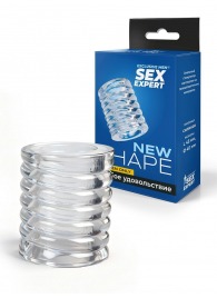 Прозрачная сквозная насадка на пенис с ребрышками - Sex Expert - в Димитровграде купить с доставкой