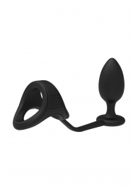 Черное эрекционное кольцо с анальной пробкой Cockstrap With Anal Plug - Dream Toys - в Димитровграде купить с доставкой