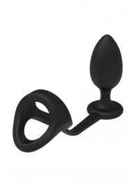 Черное эрекционное кольцо с анальной пробкой Cockstrap With Anal Plug - Dream Toys - в Димитровграде купить с доставкой