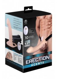 Телесный полый страпон с вибрацией Erection Agents - 24,1 см. - NMC - купить с доставкой в Димитровграде