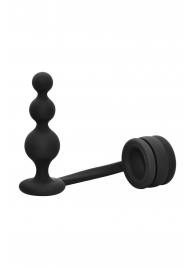 Черное эрекционное кольцо с анальной елочкой Cockring With Beaded Anal Plug - Dream Toys - в Димитровграде купить с доставкой