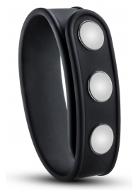 Черное эрекционное кольцо на кнопках - Blush Novelties - в Димитровграде купить с доставкой