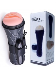 Телесный мастурбатор-вагина в черной колбе с вибрацией - Boys of Toys - в Димитровграде купить с доставкой