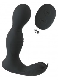 Черная анальная пробка с вибрацией, вращением и пультом ДУ RC Butt Plug with 2 Functions - Orion - в Димитровграде купить с доставкой