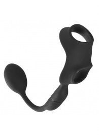 Черное виброкольцо с анальной пробкой Cock Ring with RC Butt Plug - Orion - в Димитровграде купить с доставкой
