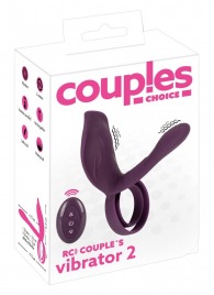 Фиолетовая насадка на член с клиторальным отростком и пультом ДУ RC Couple’s Vibrator 2 - Orion - в Димитровграде купить с доставкой