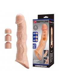 Телесный фаллоудлинитель с 3 вставками - 28 см. - Baile - в Димитровграде купить с доставкой