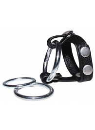 Подхват для мошонки с 3 съемными эрекционными кольцами Leder-Riemen - Orion - в Димитровграде купить с доставкой