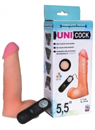 Фаллическая насадка Харнесс UNICOCK 5,5  с вибрацией - 17 см. - LOVETOY (А-Полимер) - купить с доставкой в Димитровграде