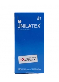 Классические презервативы Unilatex Natural Plain - 12 шт. + 3 шт. в подарок - Unilatex - купить с доставкой в Димитровграде