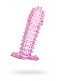 Гелевая розовая насадка с шипами - 12 см. - Toyfa Basic - в Димитровграде купить с доставкой