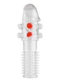 Гелевая прозрачная насадка с шариками и шипами - 14 см. - Toyfa Basic - в Димитровграде купить с доставкой