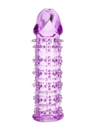 Гелевая фиолетовая насадка на фаллос с шипами - 12 см. - Toyfa Basic - в Димитровграде купить с доставкой