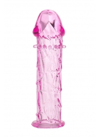 Гладкая розовая насадка с усиками под головкой - 12,5 см. - Toyfa Basic - в Димитровграде купить с доставкой