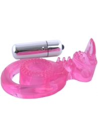 Розовая вибронасадка со стимулятор клитора   Язычок - Toyfa Basic - в Димитровграде купить с доставкой