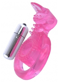Розовая вибронасадка со стимулятор клитора   Язычок - Toyfa Basic - в Димитровграде купить с доставкой