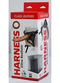 Насадка-фаллоимитатор на кожаных трусиках Harness Ultra Realistic 7  - 18 см. - LOVETOY (А-Полимер) - купить с доставкой в Димитровграде
