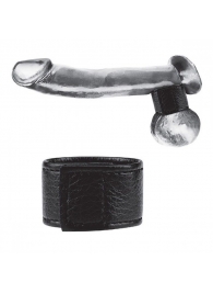 Чёрная утяжка на мошонку 1  Velcro Ball Stretcher - BlueLine - купить с доставкой в Димитровграде