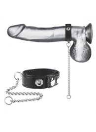 Утяжка на пенис с поводком Snap Cock Ring With 12  Leash - BlueLine - купить с доставкой в Димитровграде