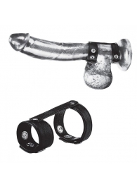 Утяжка на пенис с клёпками Duo Snap Cock And Ball Ring - BlueLine - купить с доставкой в Димитровграде