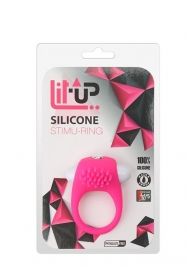 Розовое эрекционное кольцо с щеточкой LIT-UP SILICONE STIMU RING 5 - Dream Toys - в Димитровграде купить с доставкой