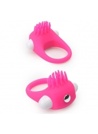Розовое эрекционное кольцо с щеточкой LIT-UP SILICONE STIMU RING 5 - Dream Toys - в Димитровграде купить с доставкой