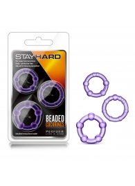 Набор из 3 фиолетовых эрекционных колец Stay Hard Beaded Cockrings - Blush Novelties - в Димитровграде купить с доставкой