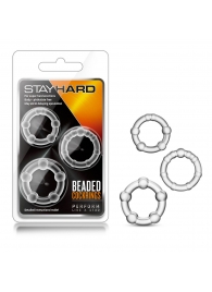 Набор из 3 прозрачных эрекционных колец Stay Hard Beaded Cockrings - Blush Novelties - в Димитровграде купить с доставкой