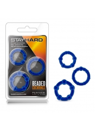 Набор из 3 синих эрекционных колец Stay Hard Beaded Cockrings - Blush Novelties - в Димитровграде купить с доставкой