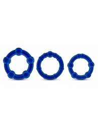 Набор из 3 синих эрекционных колец Stay Hard Beaded Cockrings - Blush Novelties - в Димитровграде купить с доставкой
