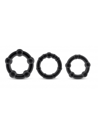 Набор из 3 чёрных эрекционных колец Stay Hard Beaded Cockrings - Blush Novelties - в Димитровграде купить с доставкой