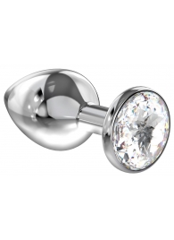 Большая серебристая анальная пробка Diamond Clear Sparkle Large с прозрачным кристаллом - 8 см. - Lola Games - купить с доставкой в Димитровграде