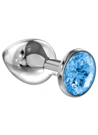 Большая серебристая анальная пробка Diamond Light blue Sparkle Large с голубым кристаллом - 8 см. - Lola Games - купить с доставкой в Димитровграде