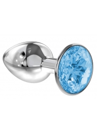 Малая серебристая анальная пробка Diamond Light blue Sparkle Small с голубым кристаллом - 7 см. - Lola Games - купить с доставкой в Димитровграде