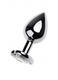 Серебристая анальная пробка с прозрачным кристаллом-сердцем - 8 см. - ToyFa - купить с доставкой в Димитровграде