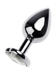 Серебристая анальная пробка с прозрачным кристаллом-сердцем - 8 см. - ToyFa - купить с доставкой в Димитровграде