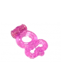 Розовое эрекционное кольцо Rings Treadle с подхватом - Lola Games - в Димитровграде купить с доставкой