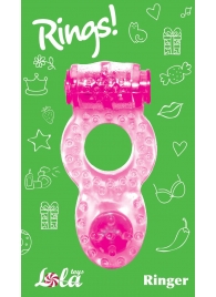 Розовое эрекционное кольцо с вибрацией Rings Ringer - Lola Games - в Димитровграде купить с доставкой
