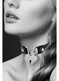 Черный чокер с замком в форме сердца - Bijoux Pour Toi - купить с доставкой в Димитровграде
