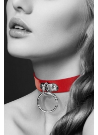 Красный узенький чокер с кольцом - Bijoux Pour Toi - купить с доставкой в Димитровграде