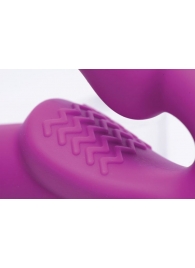Ярко-розовый безремневой вибрострапон Evoke Vibrating Strapless Silicone Strap-on Dildo - XR Brands - купить с доставкой в Димитровграде